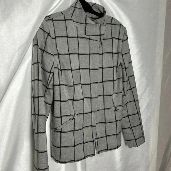 Halogen plaid blazer,academia,clueless preppy,office,business woman, grey,Sm,EC - Picture 3 of 16